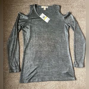 NWT Michael Kors Silver Cold Shoulder shirt